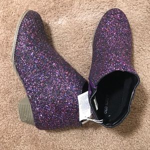 Old Navy Youth Ankle Bootie Purple Glitter Sz 4